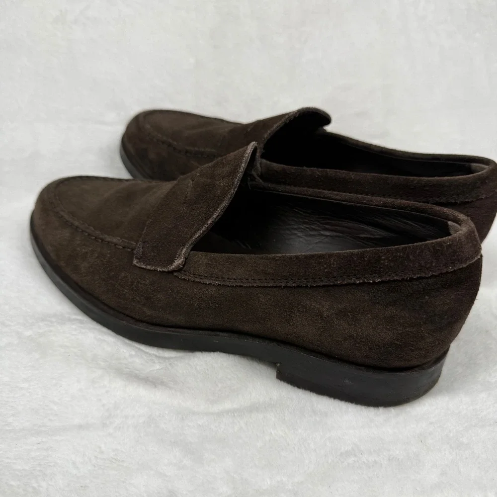 Tods Dark Brown Suede Penny Loafers Made in Italy Mens 5.5‎